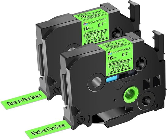 2 Pack Compatible for Ptouch TZe-D41 TZ-D41 TZe TZ Label Tape 18mm 0.7'' Laminated Black on Fluo Green Tape Label Maker Tape for PT-D600 PT-D610BT PT-D600VP PT-P710BT PT-P750W