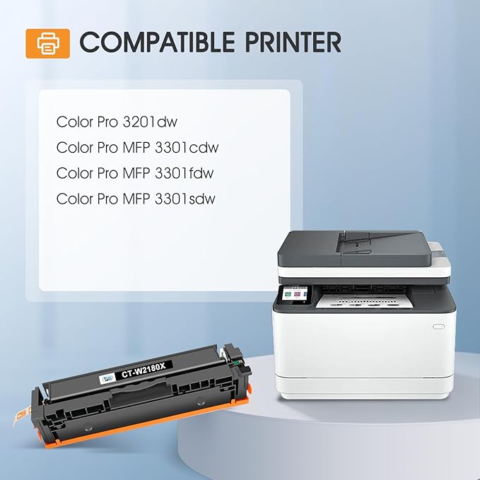 218X 218A Toner Cartridges 4 Pack High Yield 3301fdw 3201dw with Chip Compatible Replacement for HP 218X 218A Color Laserjet Pro MFP 3301cdw 3301sdw Printer Ink Set W2180X (Black Cyan Yellow Magenta)