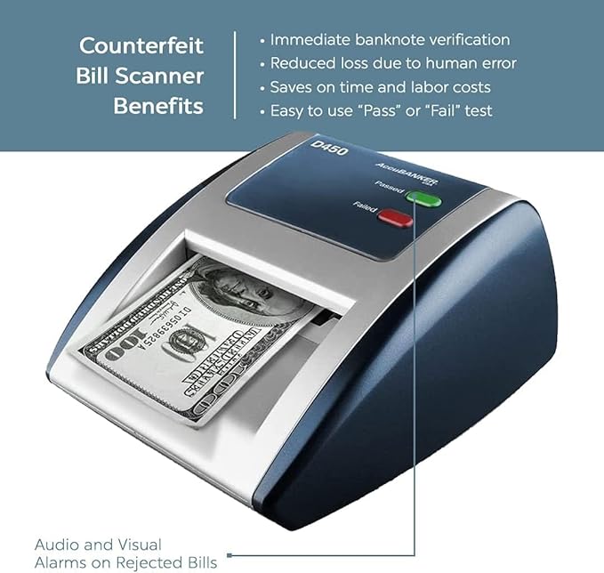 AccuBANKER D450 5-Point Counterfeit Bill Detector Machine, Retail Grade - UL Listed (Pack of 3)