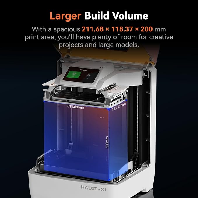 Creality Halot-X1 Combo Resin 3D Printer, 10.1" 16K Mono LCD, 14×19 μm, 170 mm/h High-Speed Printing, Intelligent Resin Management, Fully Assembled Auto Leveling, Large Print Size 8.33*4.66*7.87 in