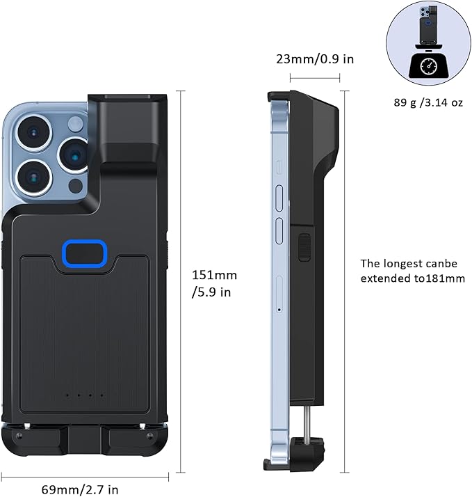 Alacrity Bluetooth 2D Barcode Scanner Upgraded 1D 2D QR Wireless Portable Back Clip Barcode Reader Scanner for Smartphone iPhone iOS Android