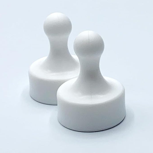 GLASSBOARD STUDIO Powerful Neodymium Magnets, Pawn-Shaped - Strong Fridge/Refrigerator and Whiteboard Magnet, Ideal for Office, Kitchen, Crafts - Rare Earth, Heavy Duty (2, White)