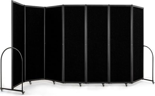 Folding Room Partition,Privacy Room Screen with Arms,Office Dividers Partition Wall,14'3"L* 6'7"H,Black