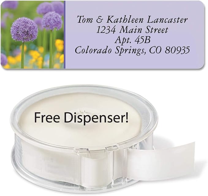Colorful Images Floral Fantasy Rolled Personalized Return Address Mailing Labels with Dispenser, Customize with Name & Shipping Address, 250 ¾” x 2½” Self Adhesive, Easy Peel Label Roll