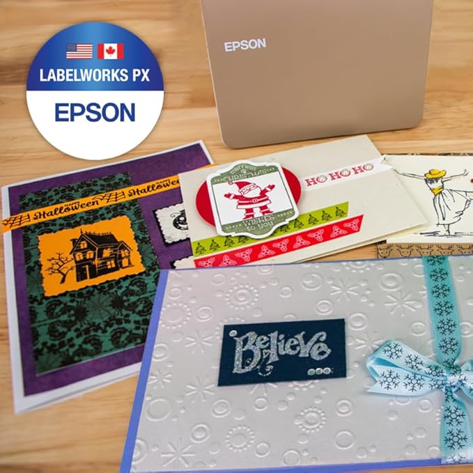 Epson LABELWORKS 218BMGPX Genuine PET (Polyester) Tape Cartridge - Black on Matte Green Designer Craft Label Maker Tape - 3/4" (18MM) Wide, 26'