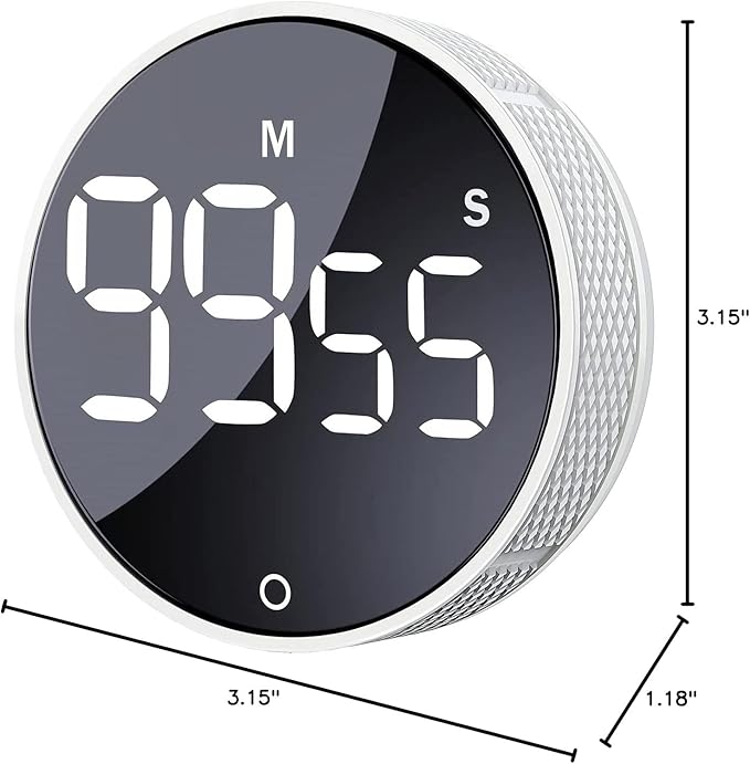 AVINIA Digital Kitchen Timers, Visual timers Large LED Display Magnetic Countdown Countup Timer for Classroom Cooking Fitness Baking Studying Teaching, Easy for Kids and Seniors White