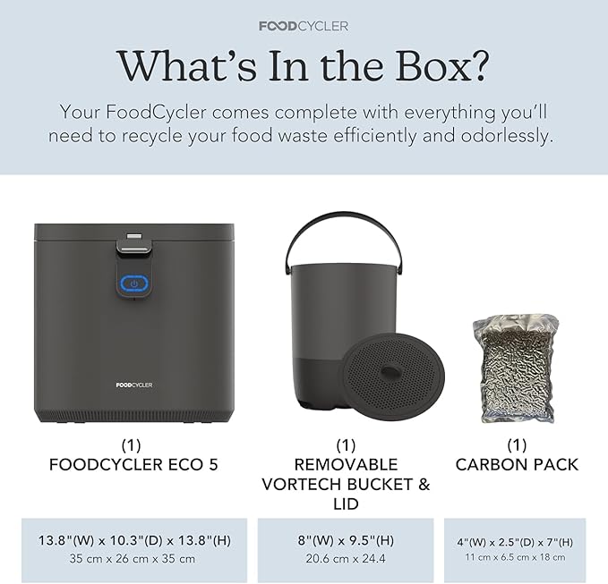 Food Cycler Eco 5 Award-Winning Kitchen Food Recycler | Indoor Composter Bin Alternative | Electric Countertop Food Disposer with Odorless 5L Indoor Food Waste Bin for Easy Waste Management | Grey