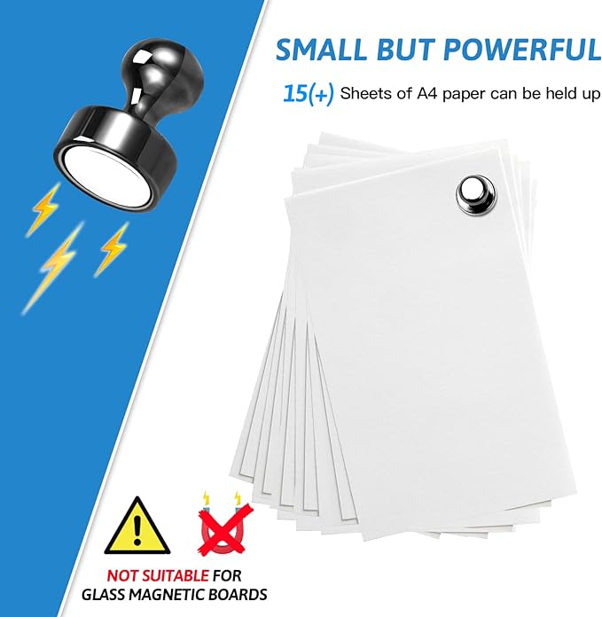 20Pack Strong Magnets for Refrigerator Neodymium Fridge Magnets Adult Magnets for Dry Erase Board Lockers Whiteboard Kitchen Home Office Classroom Black