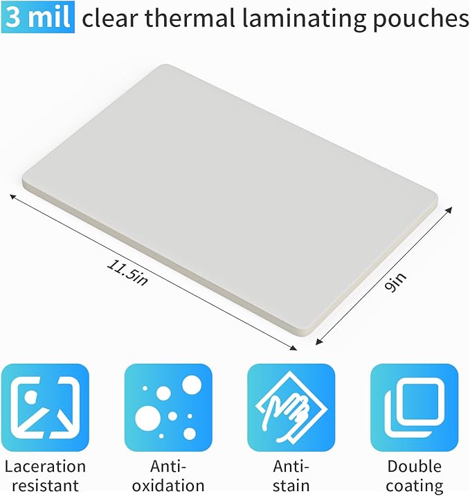(3 Mil) 200 Pack Laminating Sheets, Thermal Laminating Pouches Holds 8.5 x 11 Inch, 3 Mil Clear Laminator Paper 9 x 11.5 Inch, Letter Size, for Education,Documents, Certificate