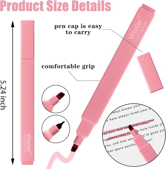 Bible Highlighters,Aesthetic Cute Highlighters Bulk,8pcs Colorful Highlighter Markers No Bleed for Office School Supplies