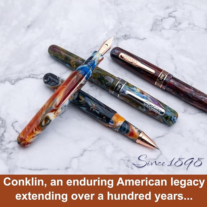 Conklin 1898 Fountain Pen, Misto Orange - Fine Nib | Unique Resin Blend Pen with Luxury Design | JoWo Stainless Steel Nib Made in Germany | Ideal Gift for Professionals