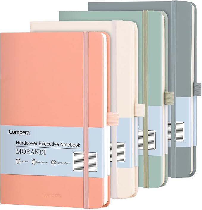 Comix 4 Pack Lined Journal Notebooks for Women, 176 Pages, 5.5 x 8.3, Hardcover, Morandi, 100gsm Paper, A5 Journaling Notebooks, Perfect for Work School Home
