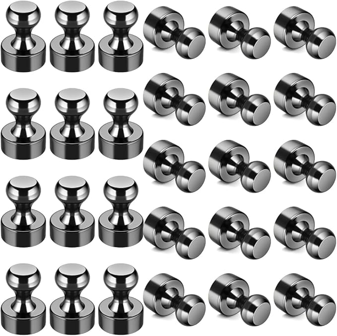 Grtard 24 Pack Magnetic Push Pins, Fridge Magnets for Whiteboard, Whiteboard Magnets Refrigerator Magnets, Small and Strong Push Pin Magnet for Office, School, Locker, and Map Magnet