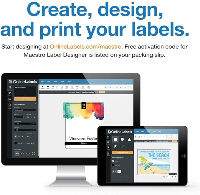 8.5 x 5.5 Half-Sheet Shipping Labels - Permanent, White Matte - for FBA, FedEx, UPS - Pack of 200 Labels, 100 Sheets - Inkjet/Laser Printers - Online Labels