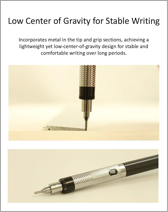 Graphlet Mechanical Drafting Pencil + Ain HB/B/2B leads, original Black slim pen case (0.3mm)