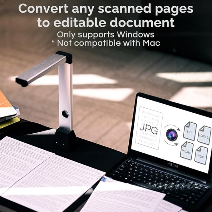 D800 Portable Document Camera: High Definition 13MP Document Scanner USB Visualizer Capture Size A3 Multilingual OCR Detection for Remote Lessons Office and Education, Not Compatible with Mac