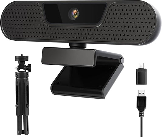 4K Webcam, Computer Camera with 4 Noise-canceling Microphones for Computer/Laptop/Mac, Privacy Cover and Tripod, Work with Video Conference, Live Streaming, Gaming, Video Calls, Zoom