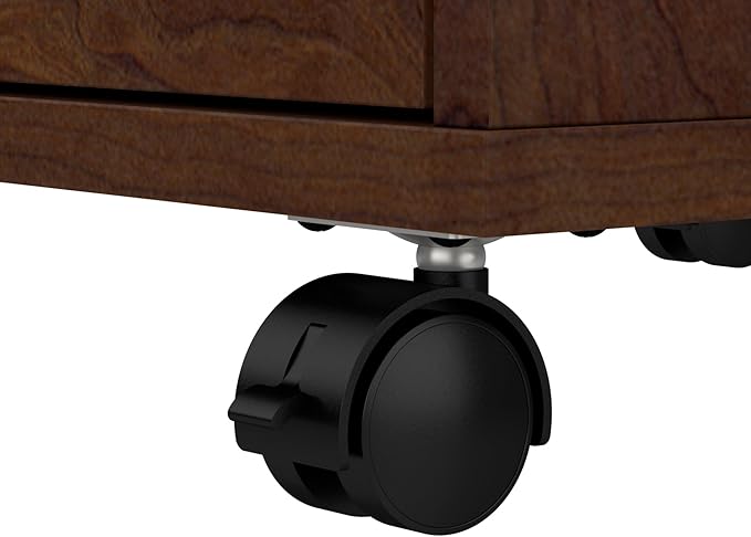 Bush Furniture Key West Rolling Cart for Home Office, 2 Drawer File Cabinet on Wheels, 15.51"W x 15.75"D x 22.28"H, Bing Cherry