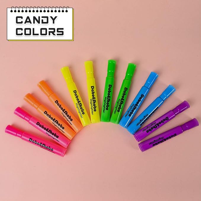 Dabo & Shobo Highlighters Set of 24,Colored Markers And Beautiful Combination Set Liquid Ink Fast Drying And Not Easy To Fade Are Suitable For Classroom, Office And Shop Short Style