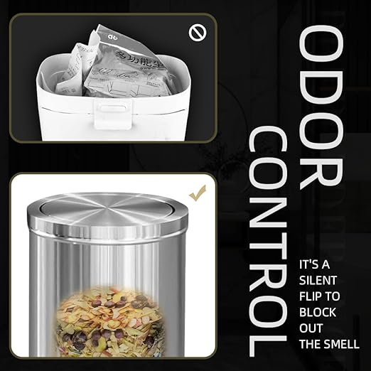 15L/4GAL Silver Stainless Steel Bathroom Garbage can, Bathroom Trash Can with Flipping Lid，Brushed Nickel Gaebage Can for Bedroom,Living Room,Office,Hotel,Shop,Restaurant (15L-Silver)