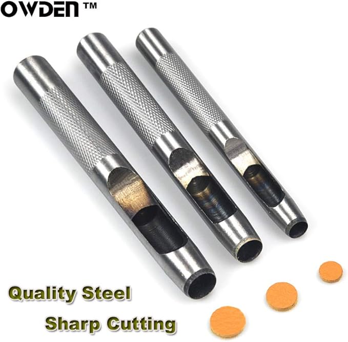 9 Pieces Hollow Punch Set (1/8"-1/2") with A Free Cutting MAT, Leather Hole Punch Set