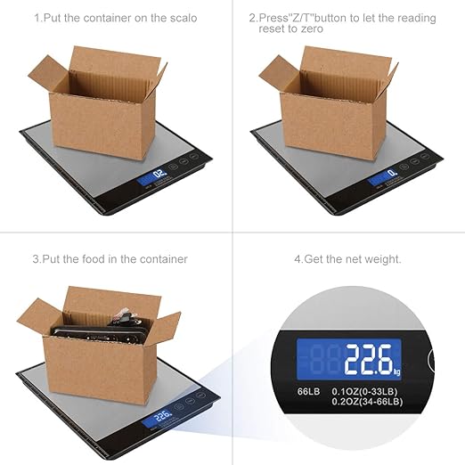 Digital Postal Scale, 66lbs/0.1oz Shipping Scale, Letter Scale, Large Scale with Stainless Steel, 2 AAA Batteries Include