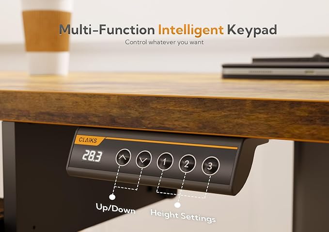 Claiks Standing Desk with Keyboard Tray, Standing Desk Adjustable Height, Raising Desks for Home Office and Computer Workstation, 55 Inches, Rustic Brown