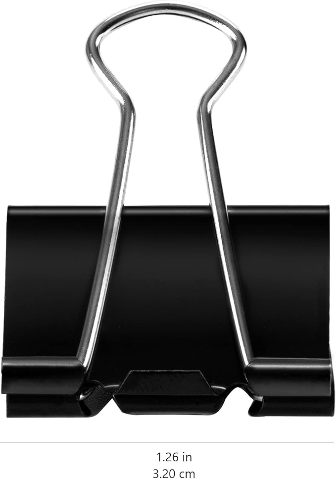 Amazon Basics Sturdy Binder Clips for Office Use, 96 Count (8 Pack of 12), Medium, 1.25 in, Black