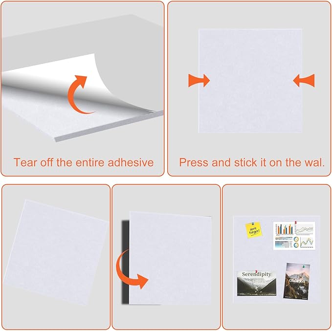 Cork Boards for Walls 48" x 36" Felt Board Alternative, 12 Pack Felt Wall Tiles Bulletin Board, Large Cork Board for Office Pin Board Tack Board Cork Boards