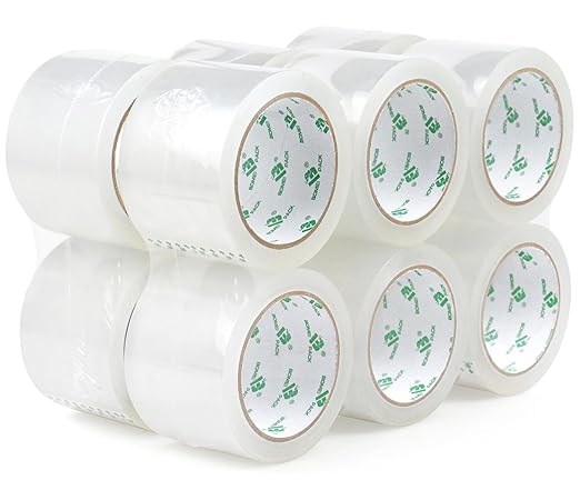 BOMEI PACK 3 inch Wide Heavy Duty Packing Tape, 2.4 Mil 3.0 Inch x 60 Yards, 12 Refills Rolls Clear Box Tape for Moving, Shipping, Mailing and Packaging