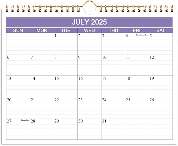 2025-2026 Calendar- Wall Calendar 2025-2026 Runs from July 2025 to December 2026-18 Months Calendar with Thick Paper for Planning and Organizing for Home or Office, 8.5 x 11 Inches, Purple