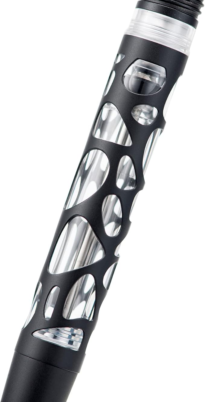 Asvine V169 Vacuum Filling Fountain Pen, Matte Black Water Drop Skeleton Transparent Acrylic Pen, Black Fine Nib Office Pen with Case Set