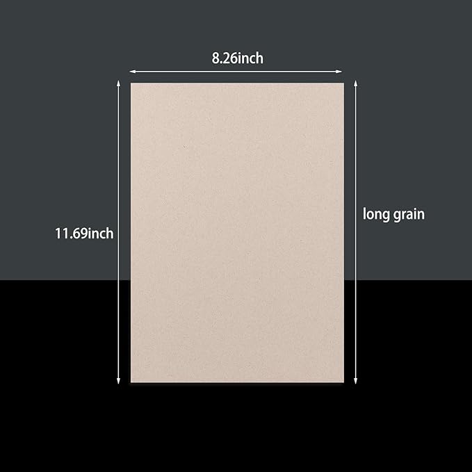 25 Pcs Book Board, Binder Board, Cover Board, Heavy Duty Chipboard for Book Binding, DIY Cardboard (Gray, A4 80PT)