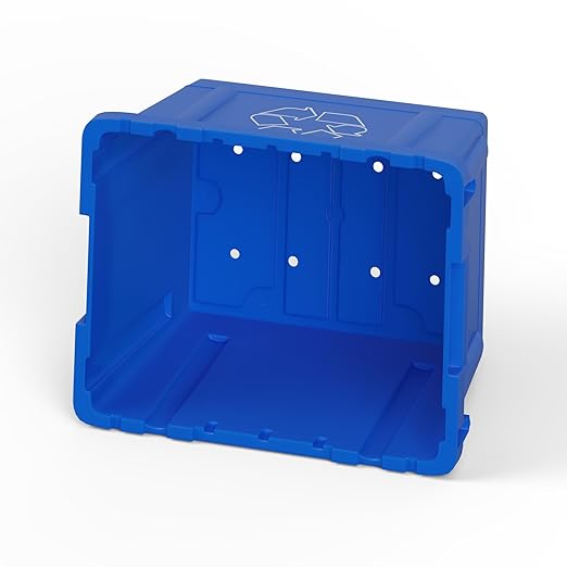 14 Gallon Rectangular Blue Recycling Bin | 4 Pack | Inside Outside Curbside | Stackable Box for Paper Plastic