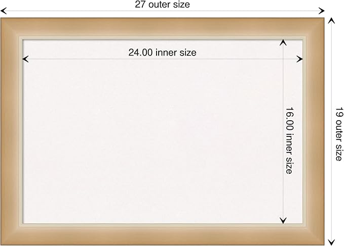 Amanti Art White Cork Board for Wall, 19x27 Vision Board with Gold Frame, Medium Corkboard Office Decor for Home Organization, Modern Contemporary Corkboard Pinboard to display items for home