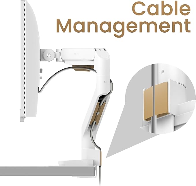 BenQ BSH02 Ergo Monitor Arm -Gas Spring Monitor Stand for Up to 45'' & 44lbs Screens, Heavy Duty, Quick Installation, No Sagging, Top Clamp and Grommet Base, Reinforcement Plate, VESA 75x75 &100x100mm