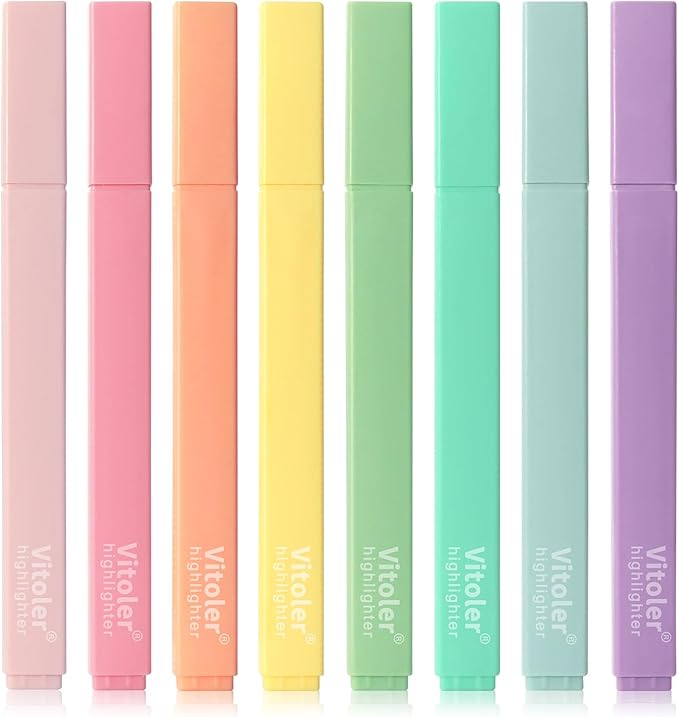 Bible Highlighters,Aesthetic Cute Highlighters Bulk,8pcs Colorful Highlighter Markers No Bleed for Office School Supplies