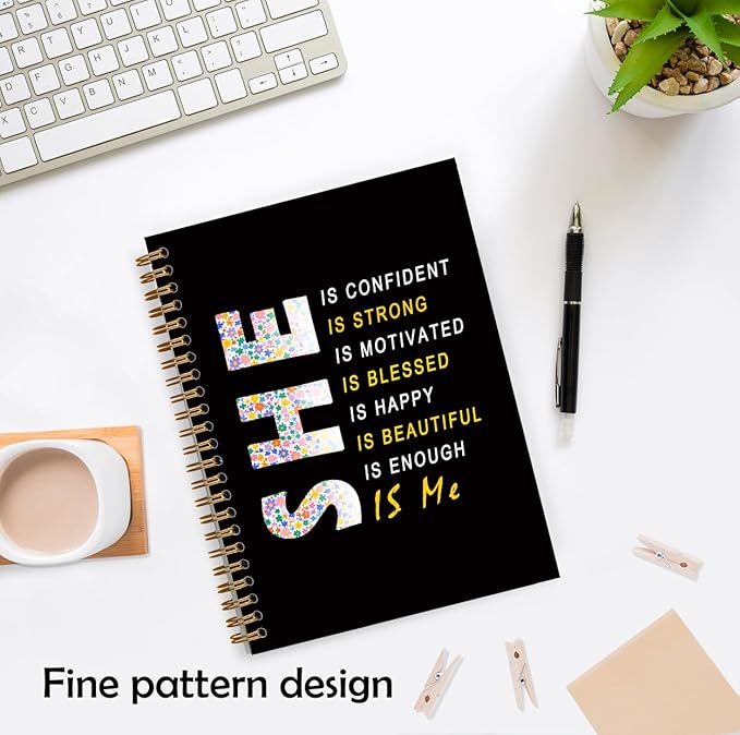 Floral Women Empowerment Notebook, Inspirational Motivational Journal, Self Love Gifts Journal for Women, Strong Woman Feminist Gifts Hardcover Spiral Notebooks, 5.5x8.3 Inch