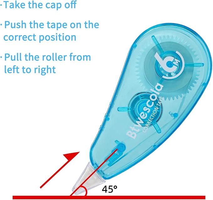 Correction Tape, Easy to Use Applicator for Instant Corrections, 19.7 Feet 6-Count Pack Correction Tape for School, Office, Crafting (6pcs/Set)