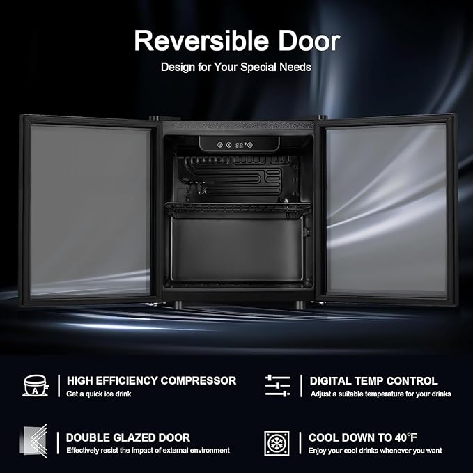 Antarctic Star 12 Bottle/48 Can Beverage Refrigerator, Wine Cooler/Cabinet, Mini Drink Fridge, Clear Front Glass Door Counter Top Red Cellar Beer Soda Bar Quiet Compressor Freestanding 1.3 cu.ft.