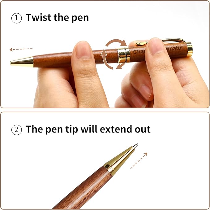 Best Wooden Pen Set with Holder, Chaos Coordinator Gifts for Women, Boss Gift for Men Supervisor Presents for Boss Female Leadership Nurse Office Manager Gifts Funny Custom Personalized Wood Pens