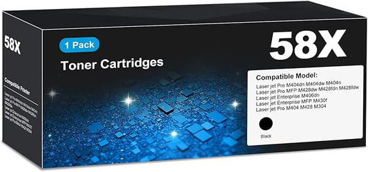 CF258X 58X Toner Cartridges Black (1-Pack) for HP 58X 58A CF258A, Laser Jet M404dn M428fdw Toner Cartridges, CF258 for Laser Jet Enterprise M404dn M404dw M404n M428dw M428fdn MFP M304 M406dn M430f