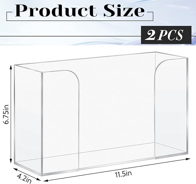 Deekin 2 Pcs Acrylic Paper Towel Dispenser Countertop Paper Towel Holder, Clear Trifold Guest Napkin Dispenser for Z-fold, C-fold or Multifold paper holder for Bathroom Toilet and Kitchen