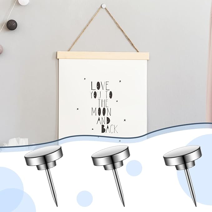 30 Pieces Push Pins, Metal Thumb Tacks for Picture Photo Hanging, Wall Pins for Board Posters Bulletin Maps, Wall Tack for Office Home Decorative