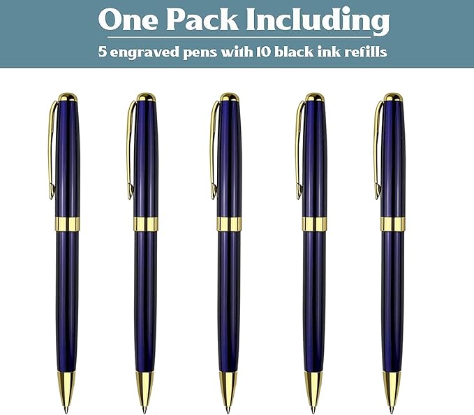 Ancolo Personalized Luxury Ballpoint Pens Writing Set Fancy Nice Gift Pen Set for Friends Executive Business Office - Custom with Your Name or Message with 10 extra Refills