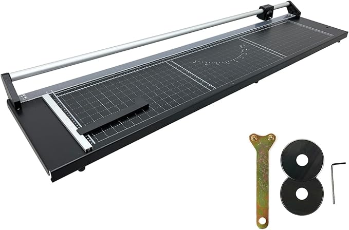 48'' Manual Rotary Paper Trimmer Cutter with an Angle Line Rolling Guillotine Paper Cutting Machine for Cutting Photo Paper, Film（Black）