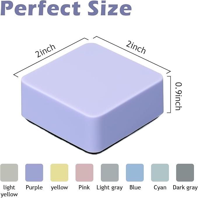 Ddaowanx Dry Erase Erasers, 2"x2",8 Pcs Aesthetics Magnetic Mini Eraser for Refrigerator Whiteboard,Classroom Teacher Supplies (8 Pack/ 8 Color)