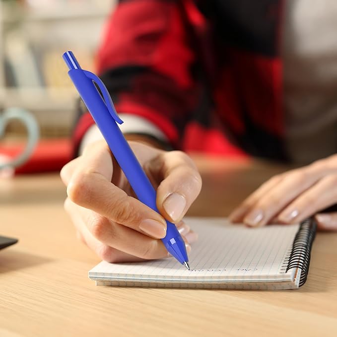 50 Pack Blue Ink Pens - Bulk Pens, 1.0MM Medium Point Ballpoint Pens, Smooth Writing No Bleed Retractable Ball Point Pen (Blue)