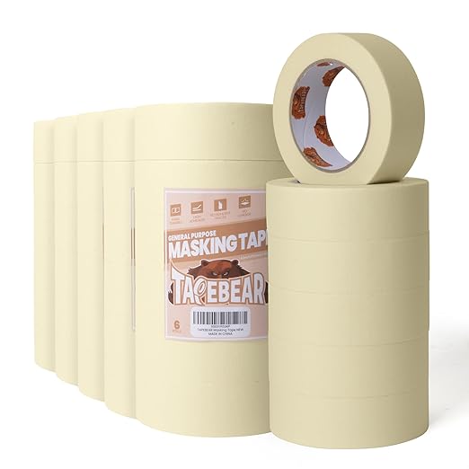 General Purpose Masking Tape Beige White 1.41 Inches x 60 Yards, Bulk Painters Tape for Painting, Labeling, DIY Arts Crafts, Home Office School Projects, 36 Rolls