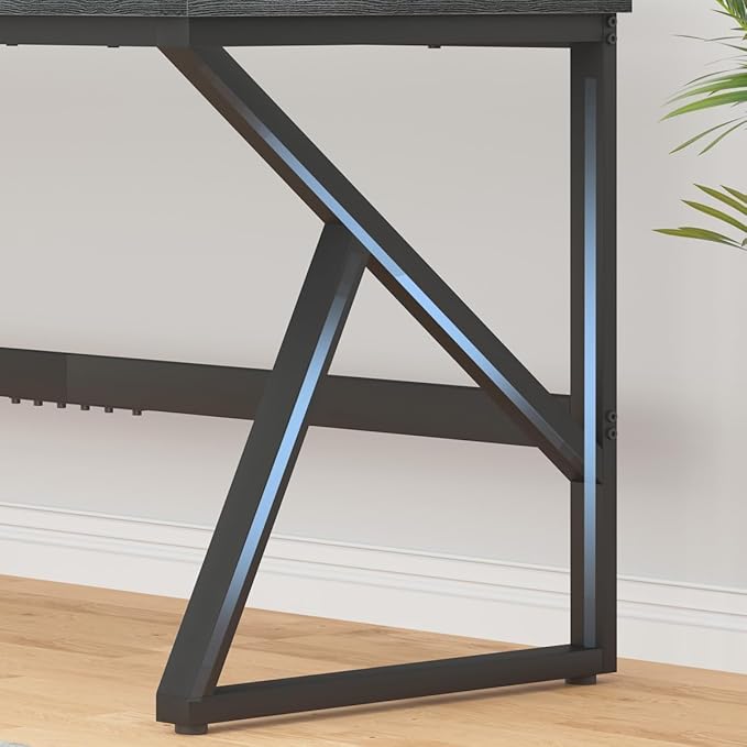 HSH Extra Long Home Office Desk, Industrial Metal Wood Computer Desk, Large PC Laptop Table for Two Person Executive Writing Work Study Gaming, Bedroom Living Room Dual Monitor Desk, Dark Gray,78 Inch